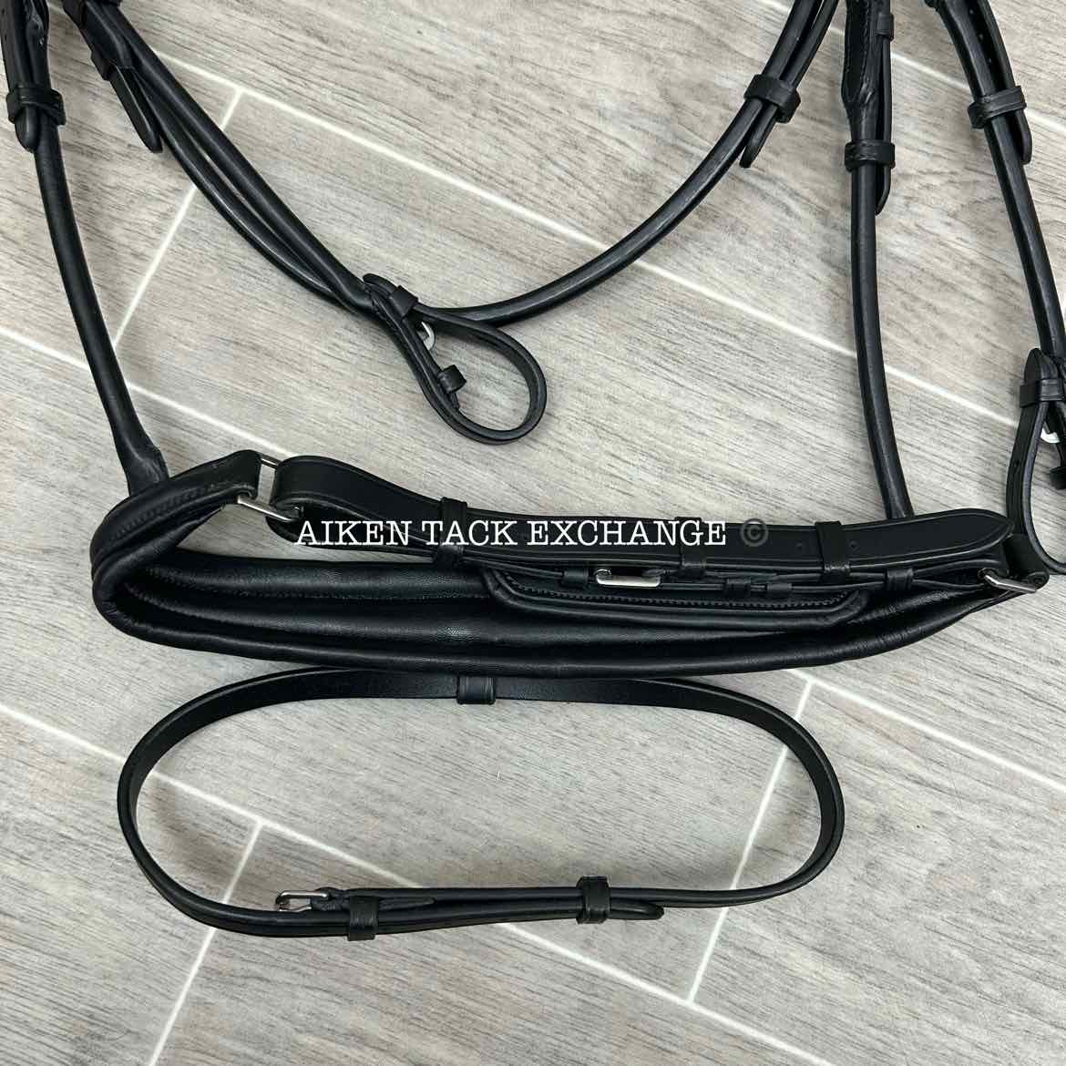 KL Select Flexion Rolled Snaffle Bridle with Reins, Black, Size Full