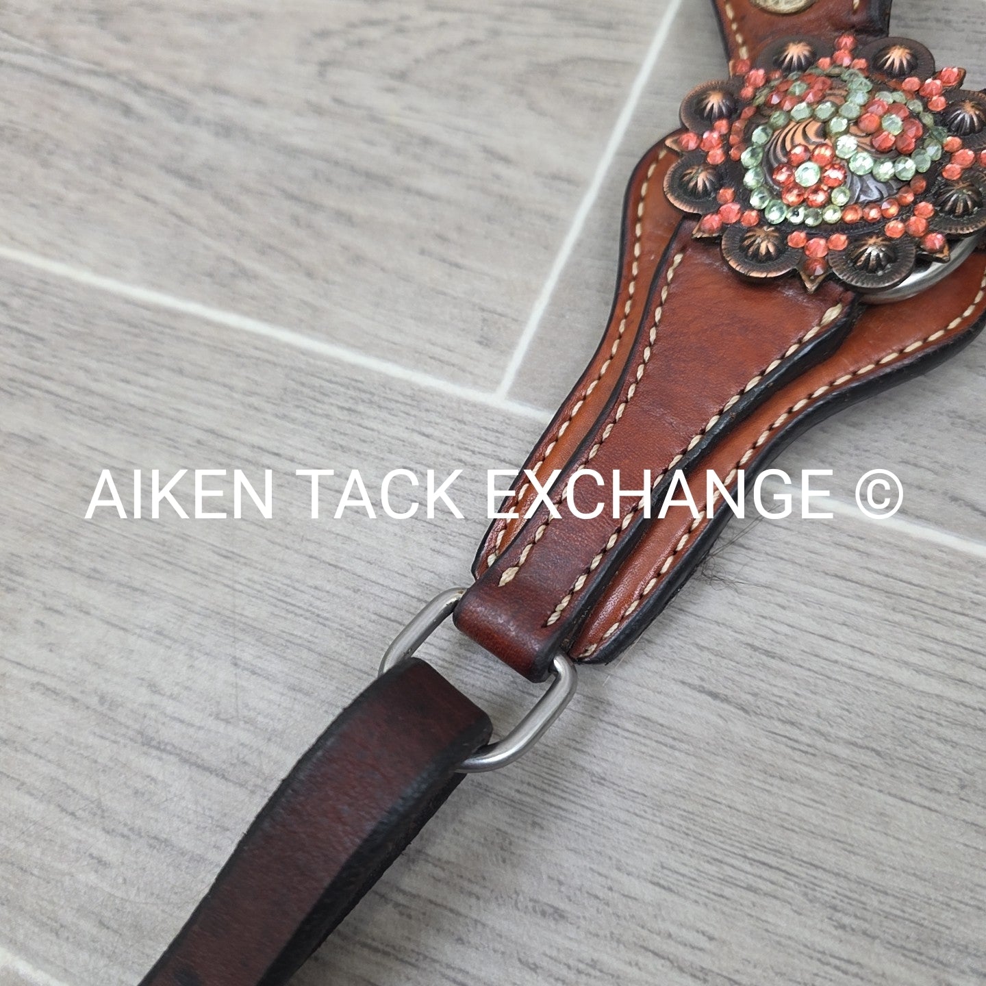 Cowhide One Ear Headstall with Matching Tie Down & Breastplate