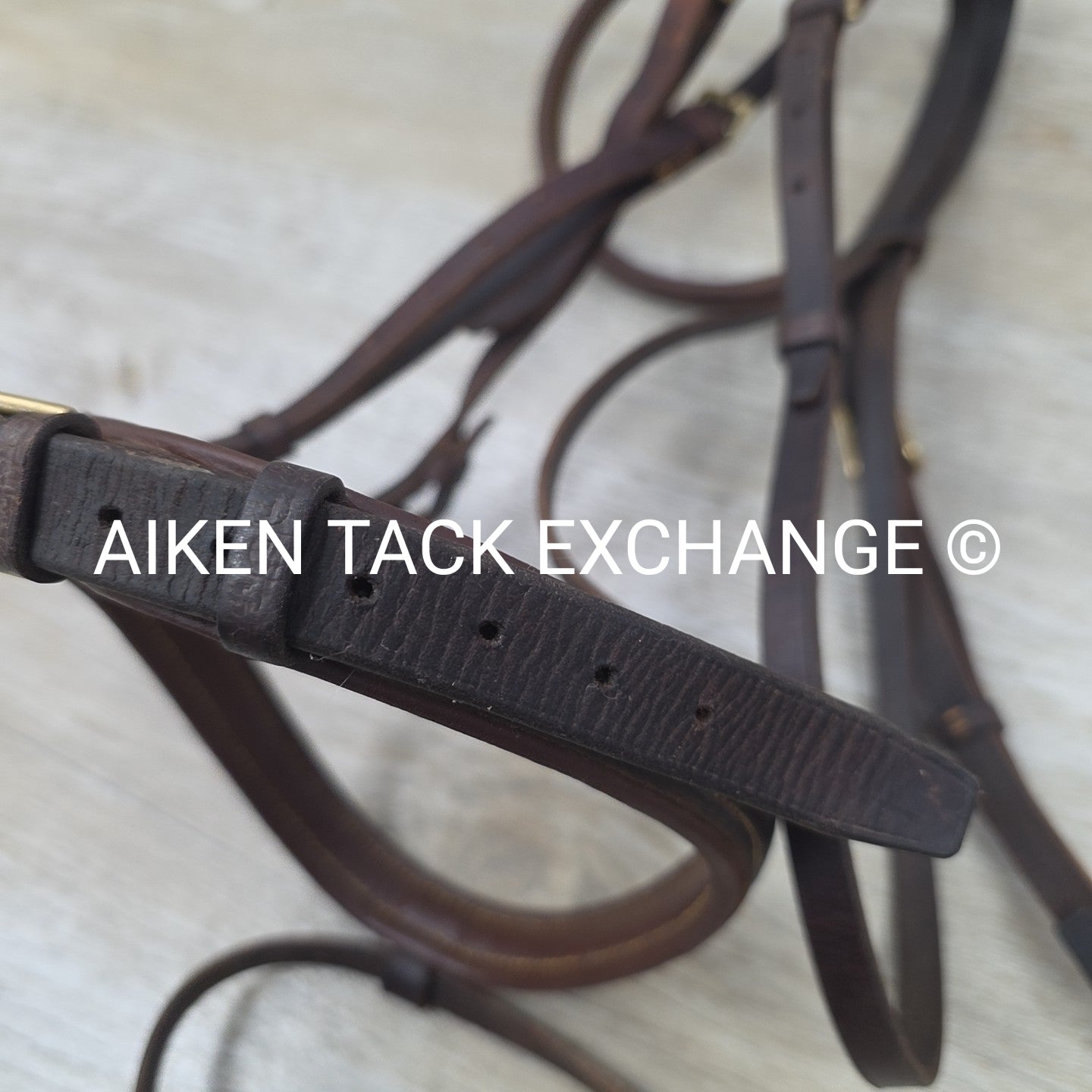 Stubben Plain Raised Flash Bridle with Matching Cotton Web Reins, Brown, Size Fu