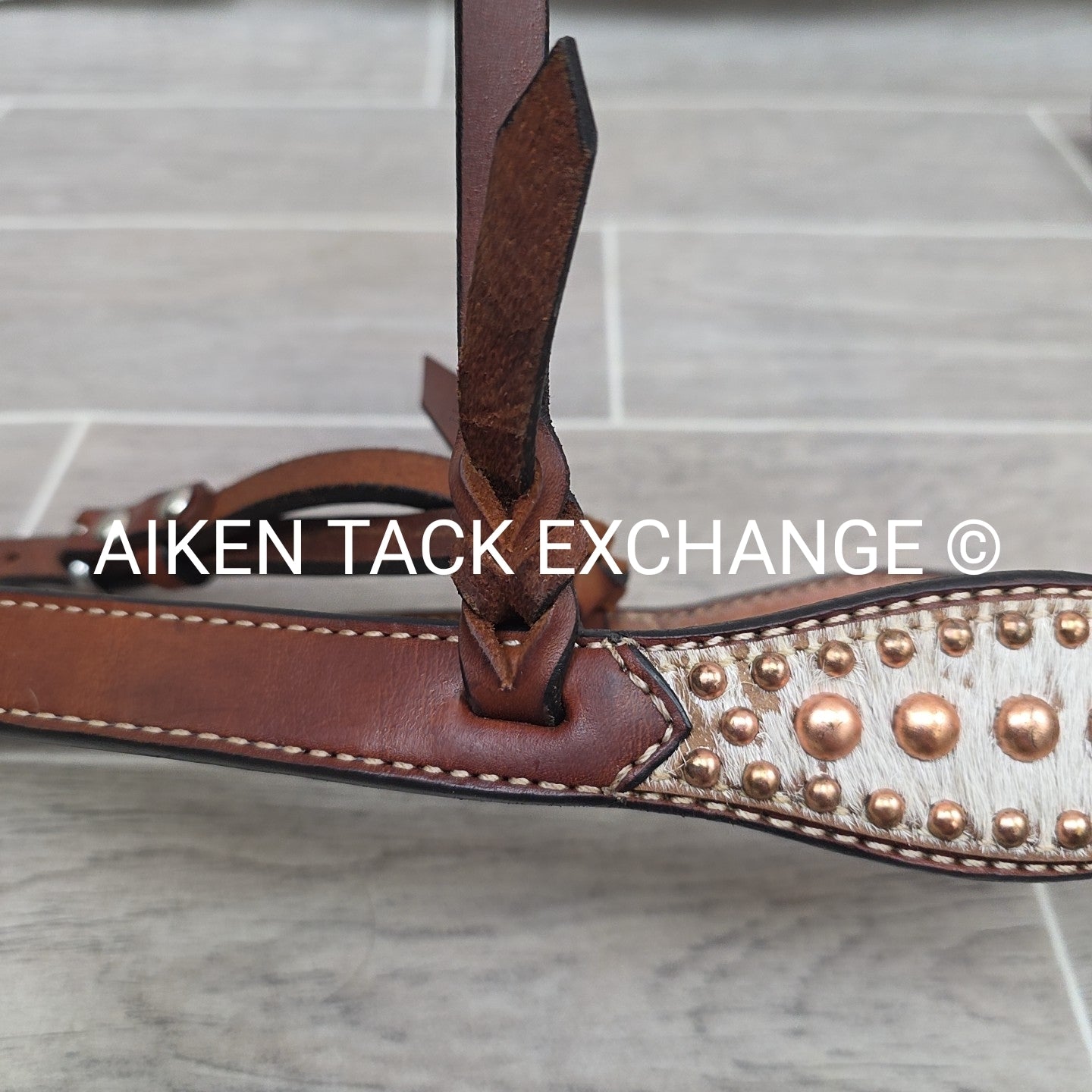 Cowhide One Ear Headstall with Matching Tie Down & Breastplate