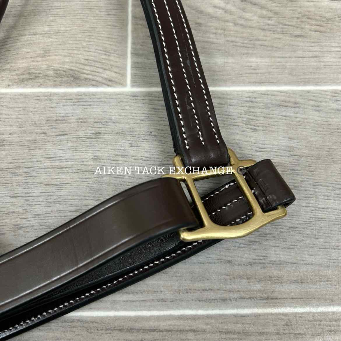KL Select Black Oak Pine Leather Halter, Brown/Brass, Size Pony