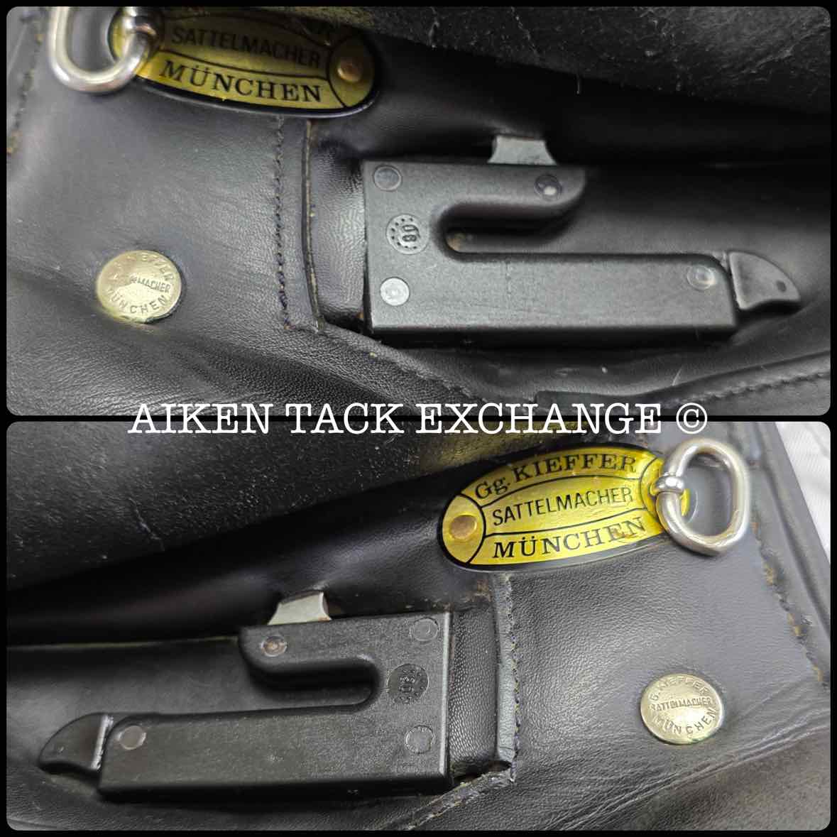 1990 Kieffer Wein DL Dressage Saddle, 17" Seat, Medium Wide Tree, Wool Flocked Panels