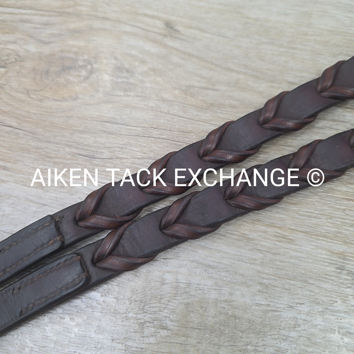 Stubben Plain Laced Reins, Brown, 60"