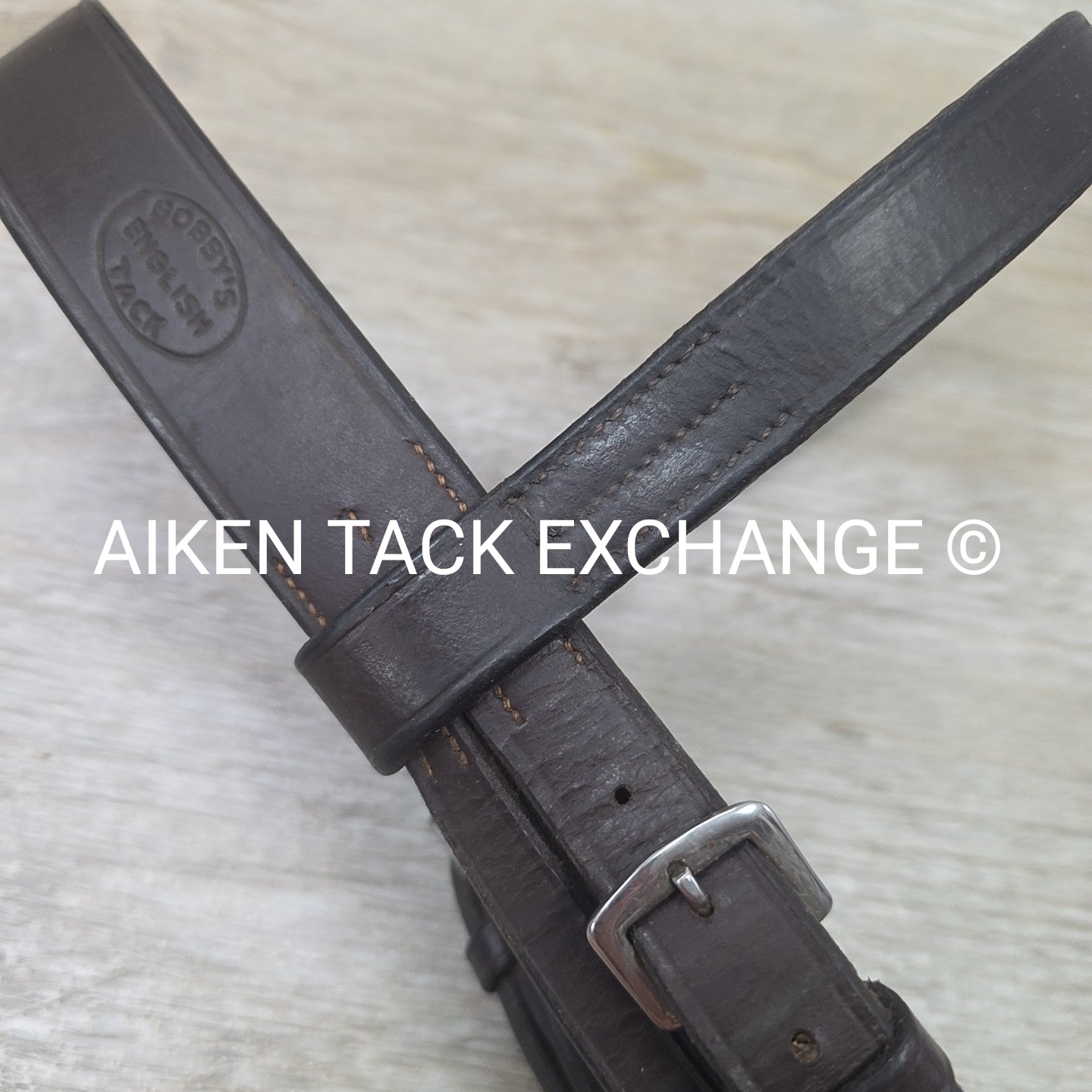 Bobby's English Tack Heavy Duty Flat Hunt Bridle, No Reins, Brown, Size Cob