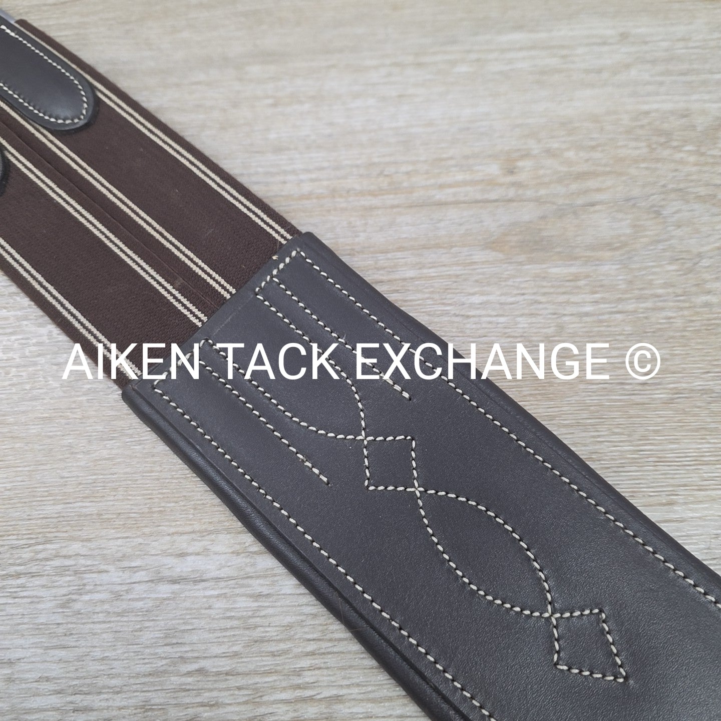 Fancy Stitched Girth with Double End Elastic, Brown, 48"