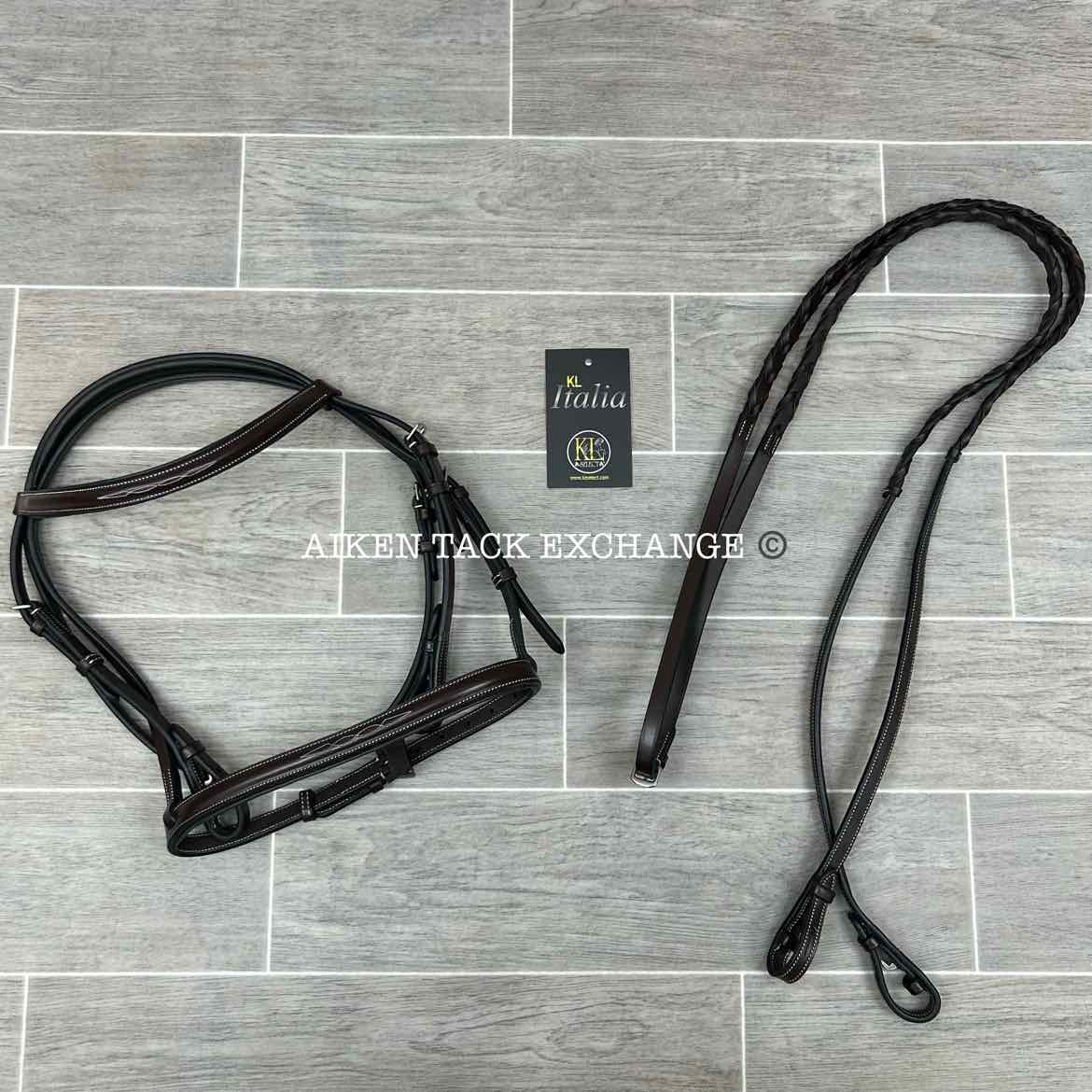 KL Select Red Barn Sovereign Hunter Bridle with Reins, Brown, Size Pony