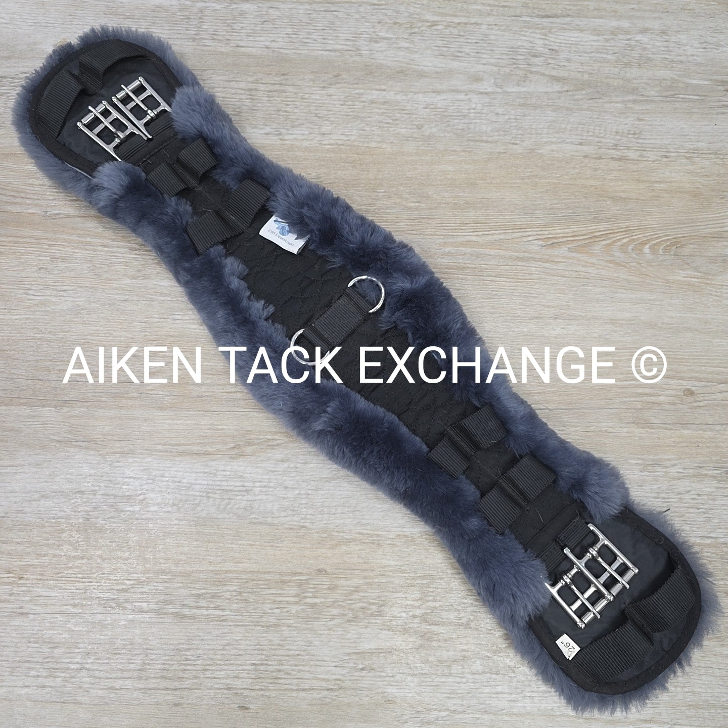 CAS Equestrian Sheepskin Girth, Black & Grey, 26"