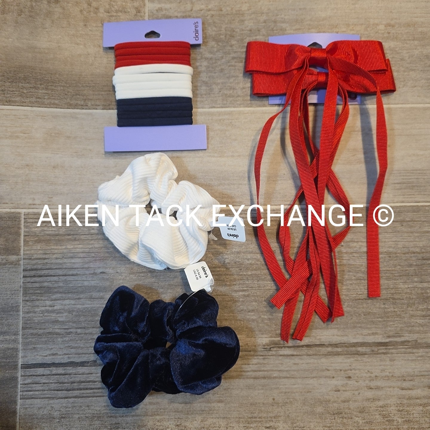 Claire's Hair Bundle - 2 Scrunchies, 1 Hair Tie Set, 2 Hair Clips