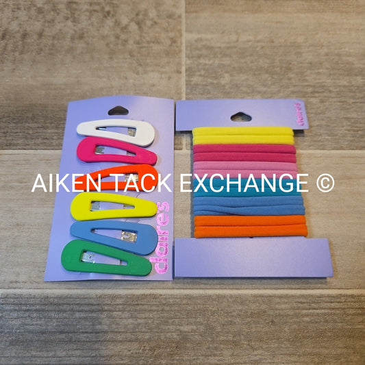 Claire's Hair Bundle - 1 Pack of Hair Ties, 1 Pack of Hair Clips