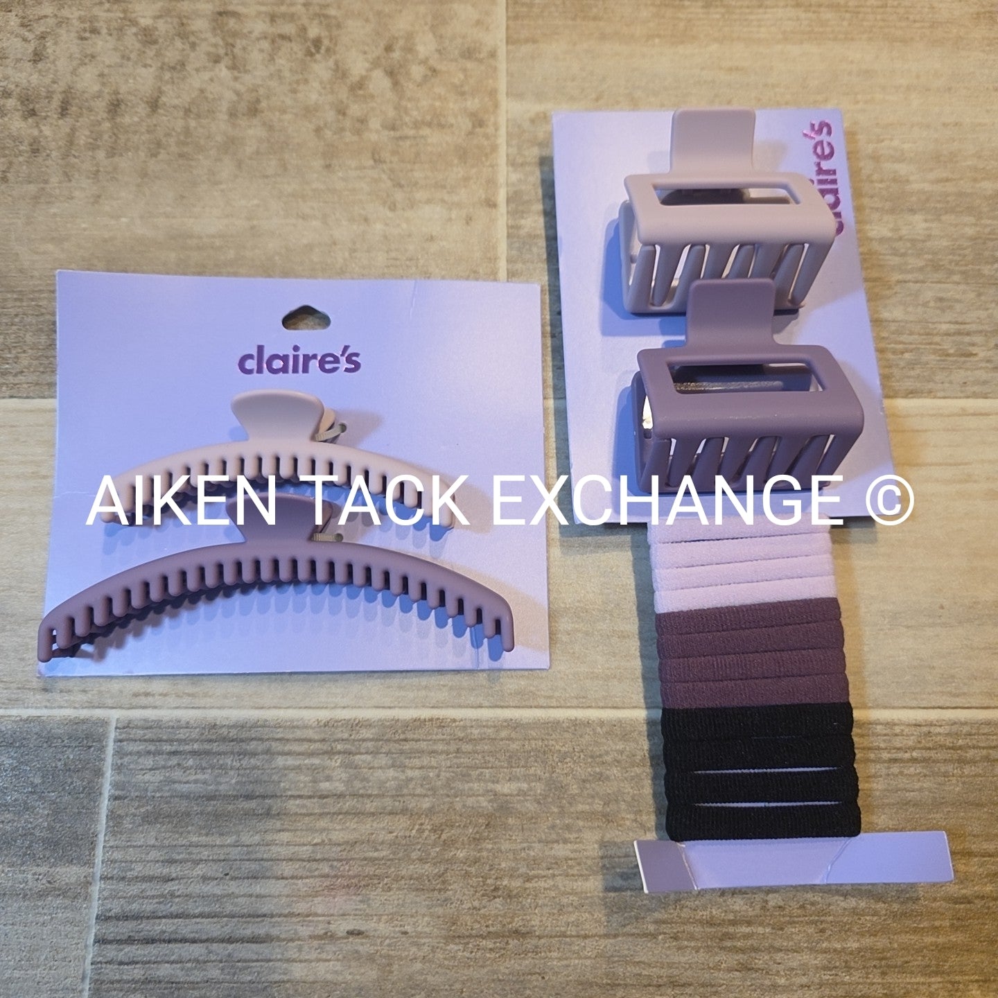 Claire's Hair Bundle - 4 Claw Clips, 1 Pack of Hair Ties