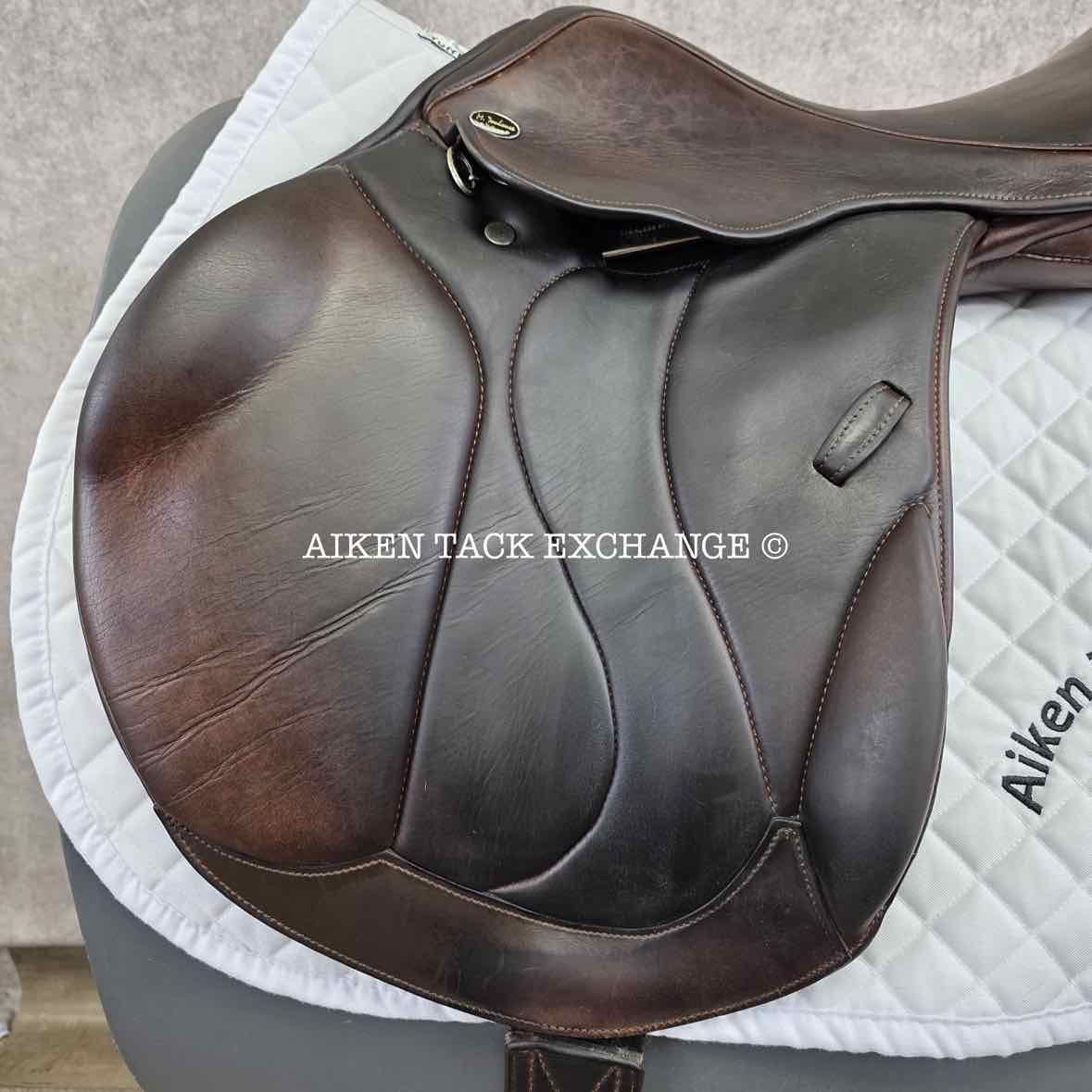 2012 Marcel Toulouse Marielle Monoflap Jump Saddle, 17.5" Seat, Genesis Adjustable Tree, Wool Flocked Panels