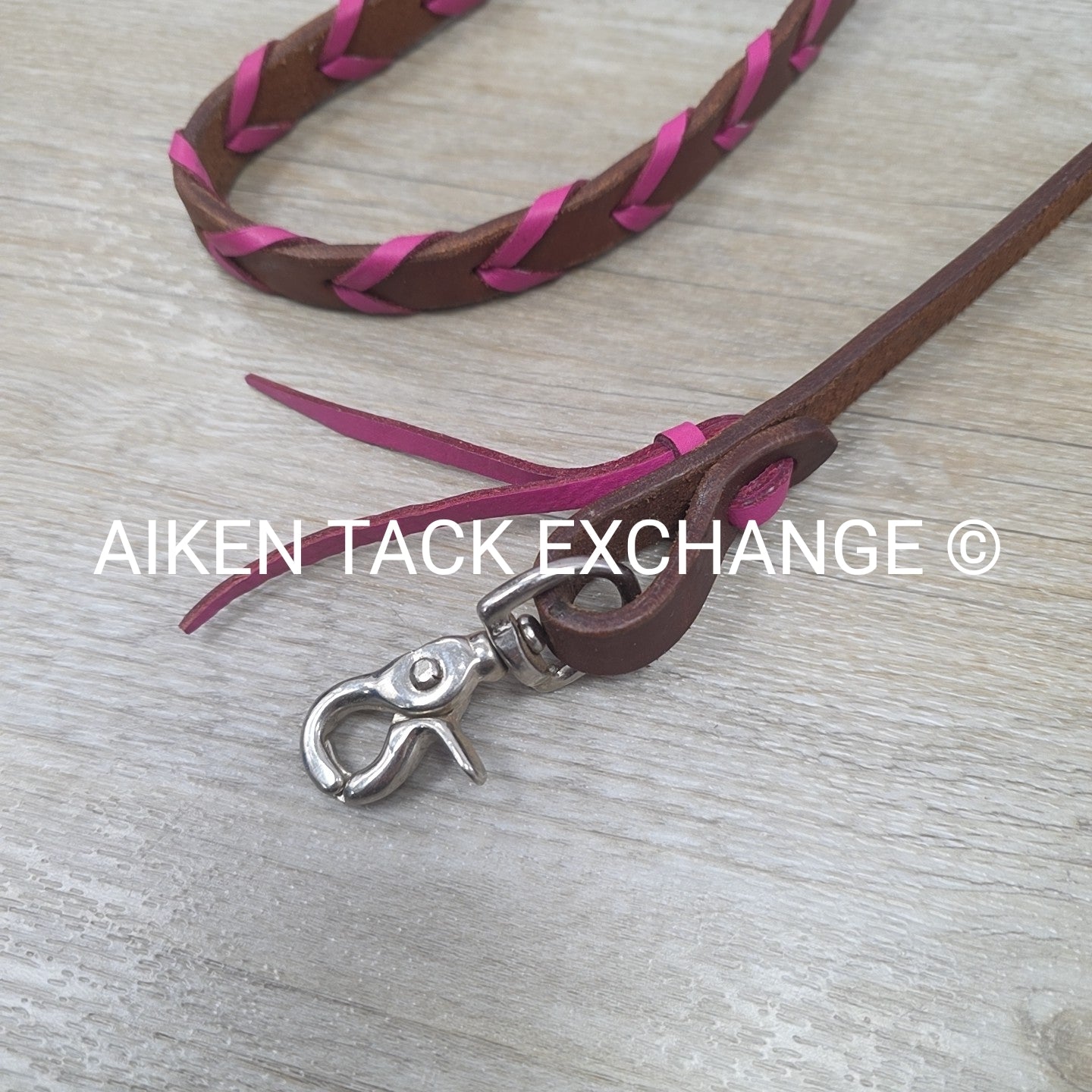 Rafter T Ranch Company Pink Plaited Browband Headstall with Matching Reins