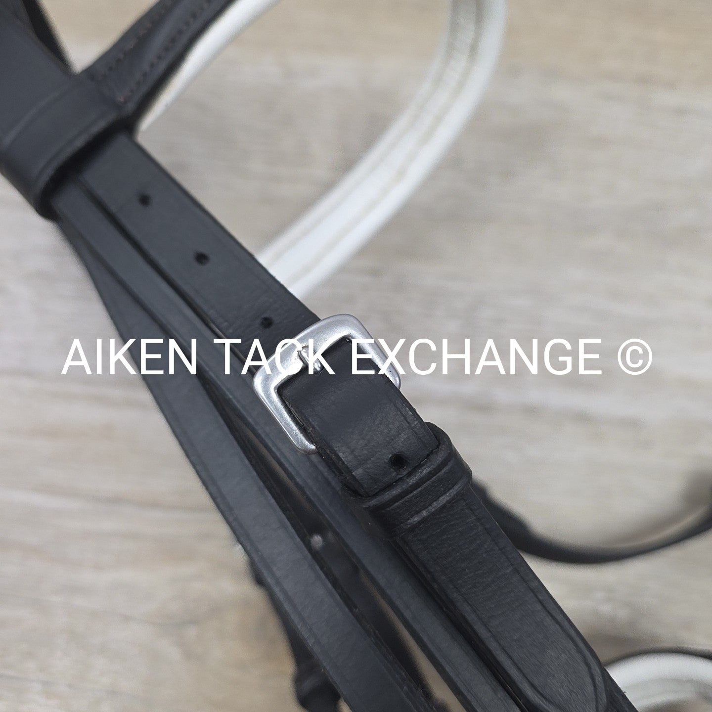 Classic Dressage Bridle with Laced Reins, Missing Flash, Black with White, Full