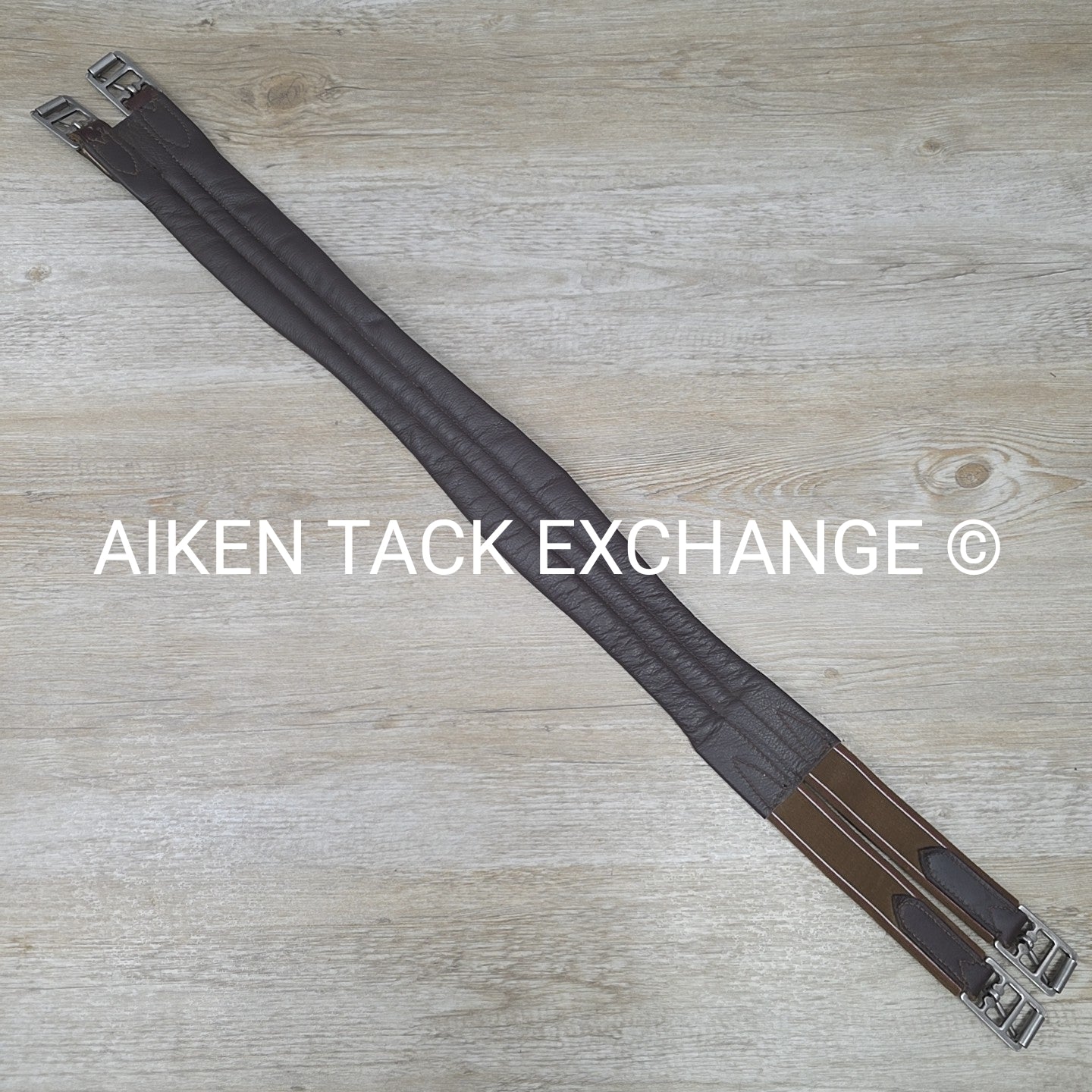 English Girth with Single End Elastic, Brown, 40"