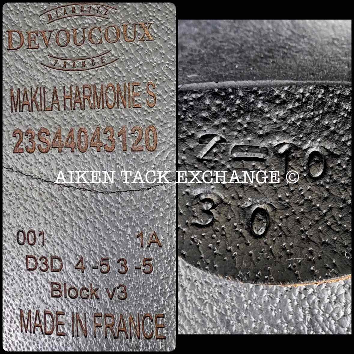 2023 Devoucoux Makila Harmonie Monoflap Dressage Saddle, 17" Seat, 1A Flap - Short, Dynamick Tree - Medium, D3D Panels, Full Buffalo Leather