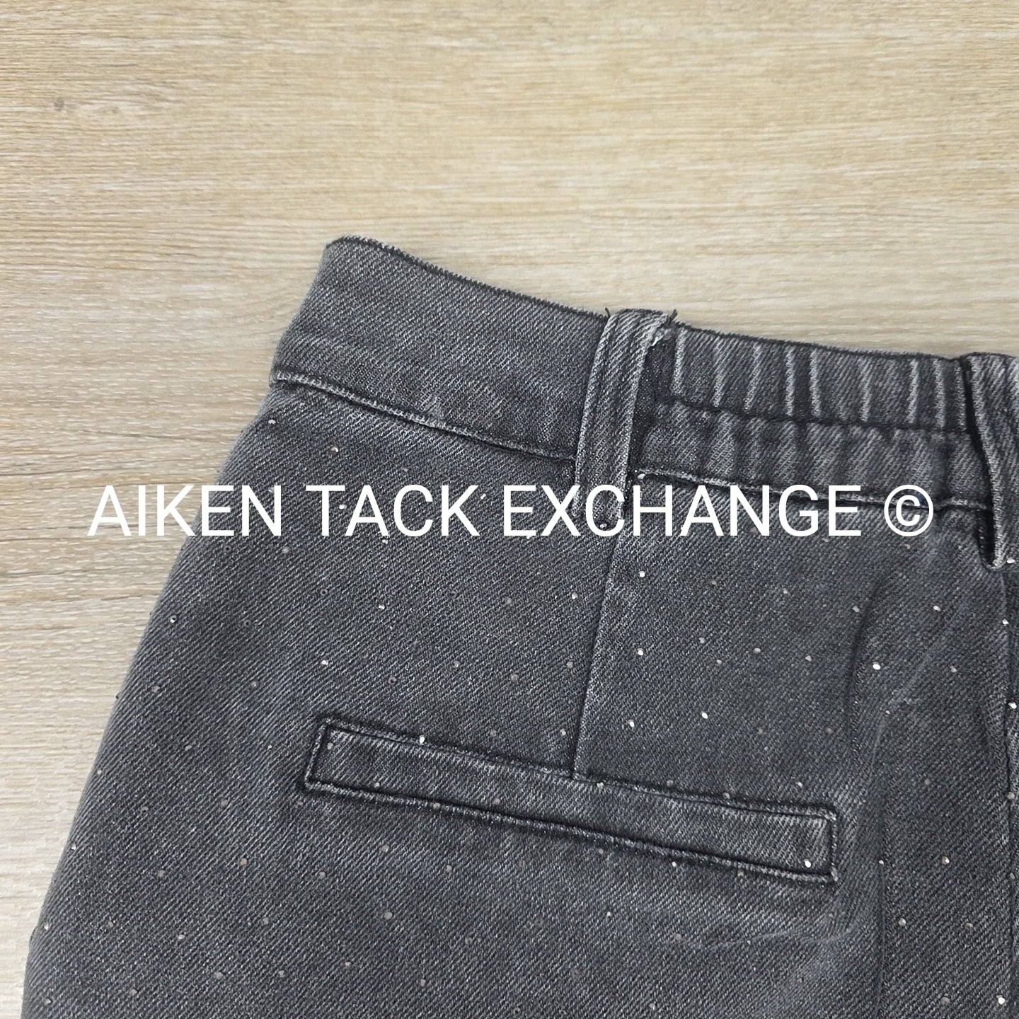 Skies Are Blue Elastic Waist Wide Leg Rhinestone Jeans, Women's Small