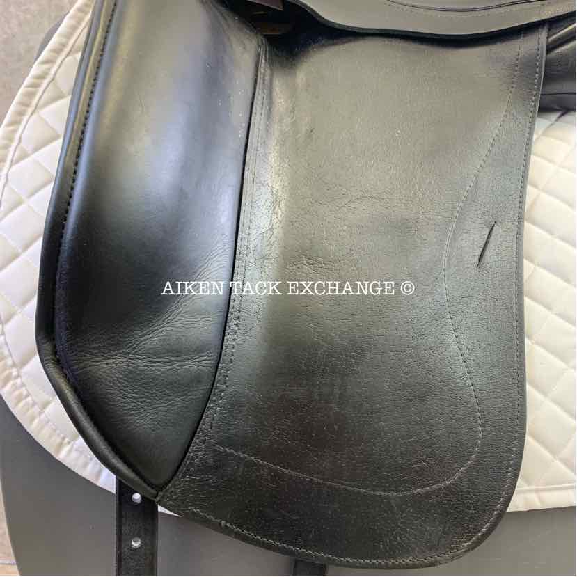 **SOLD** 2010 Custom Saddlery Everest Monoflap Dressage Saddle, 18" Seat, Adjustable Tree, Wool Flocked, Buffalo Leather