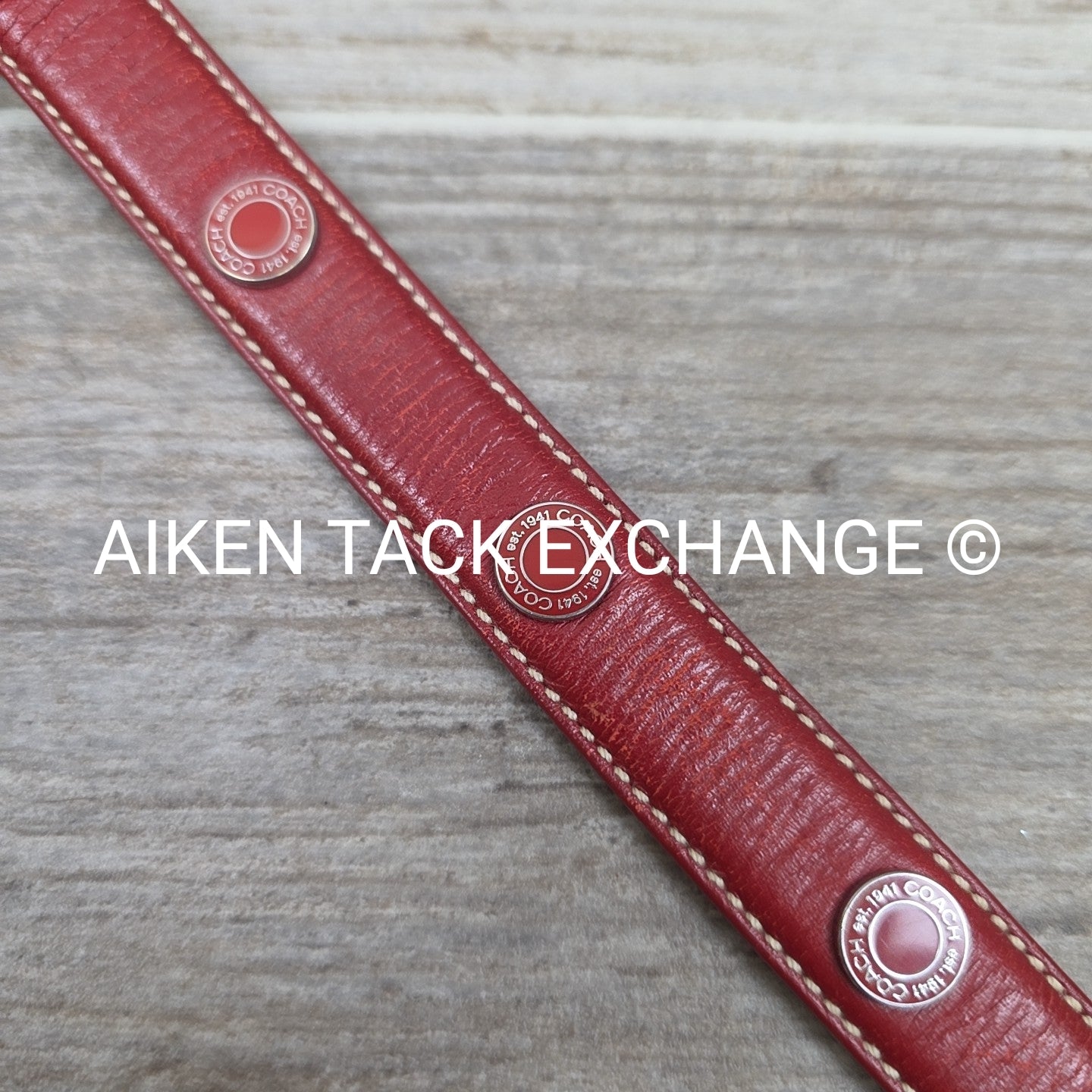 Coach Leather Red Grommet Dog Collar, Size Small