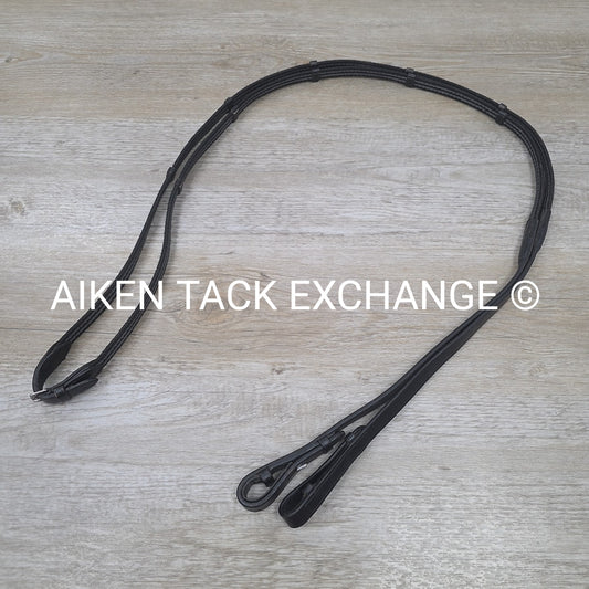 Rubberized Grip Reins, Black, Size Full