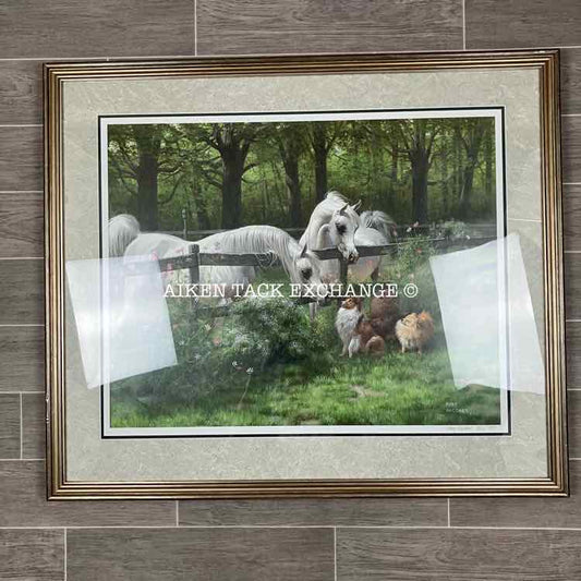 Mary Haggard Horse Paintig, Matted and Framed, 36.5 x 31.5"