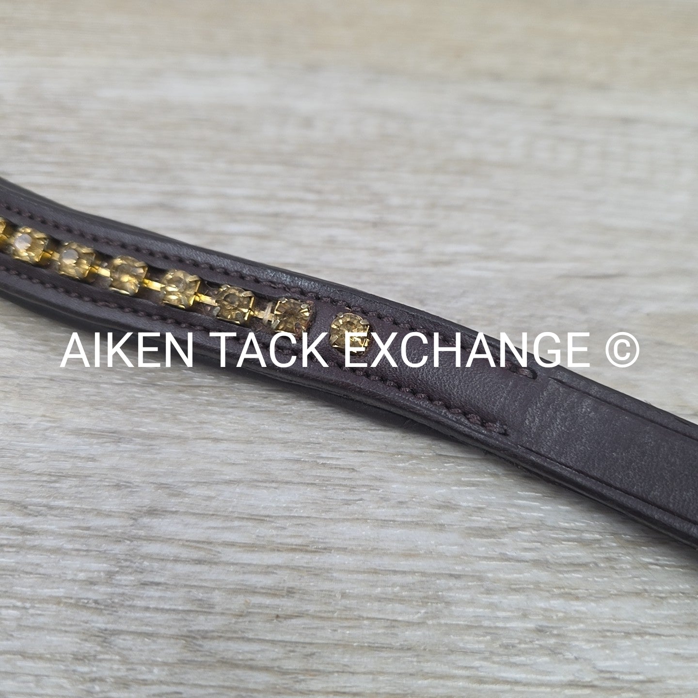 Excelle Padded Bling Browband, Brown, Size Cob