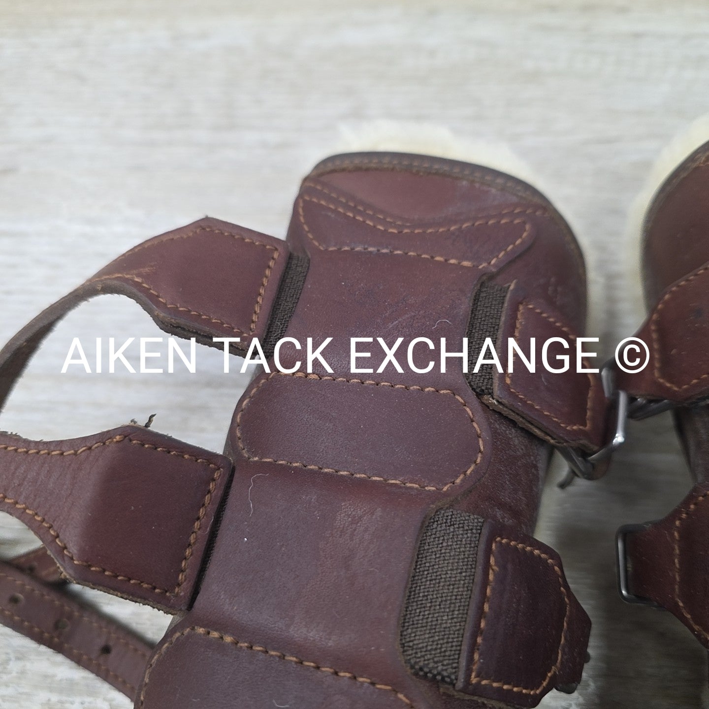 Dover Saddlery Leather Open Front Sheepskin Lined Boots, Size Medium