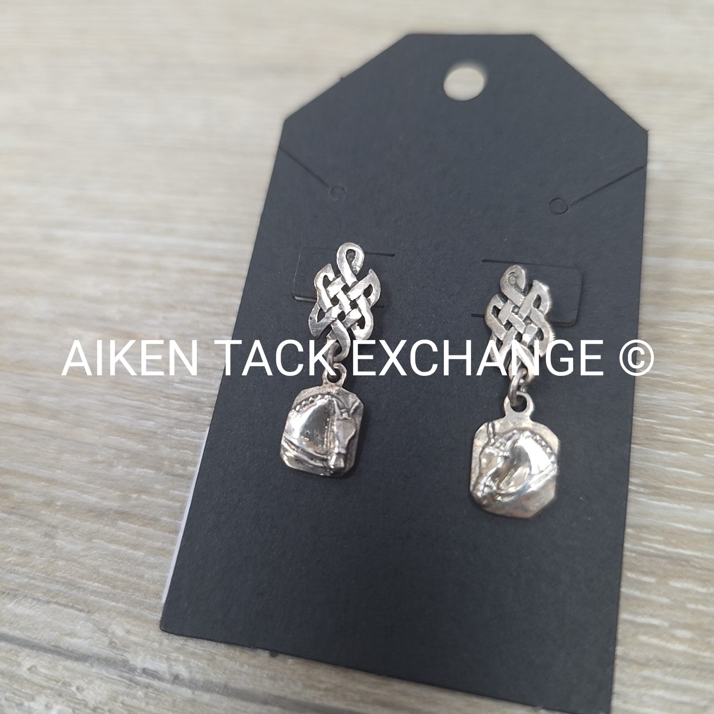 Sterling Silver Celtic Knot Horse Head Earrings