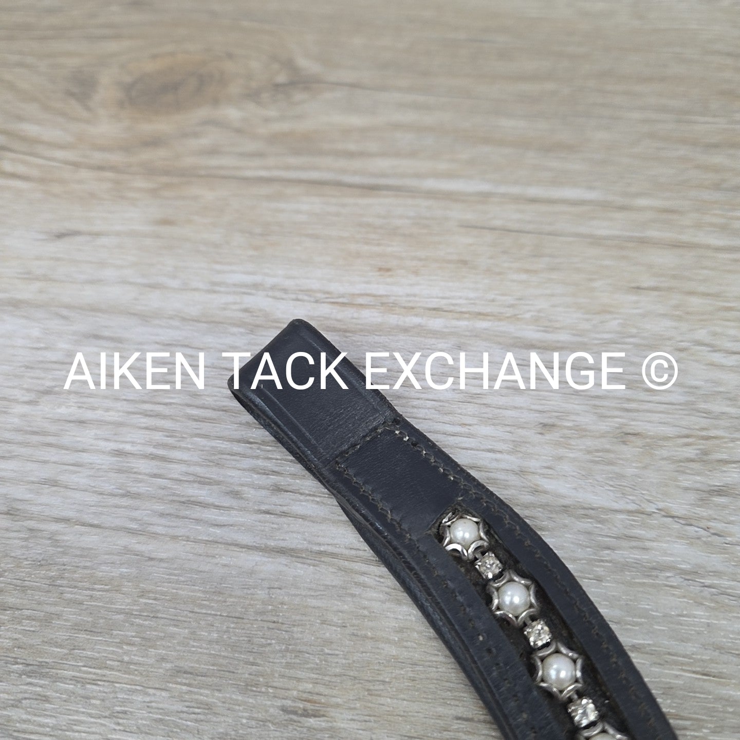 Curved Padded Bling Browband, Black, 17"