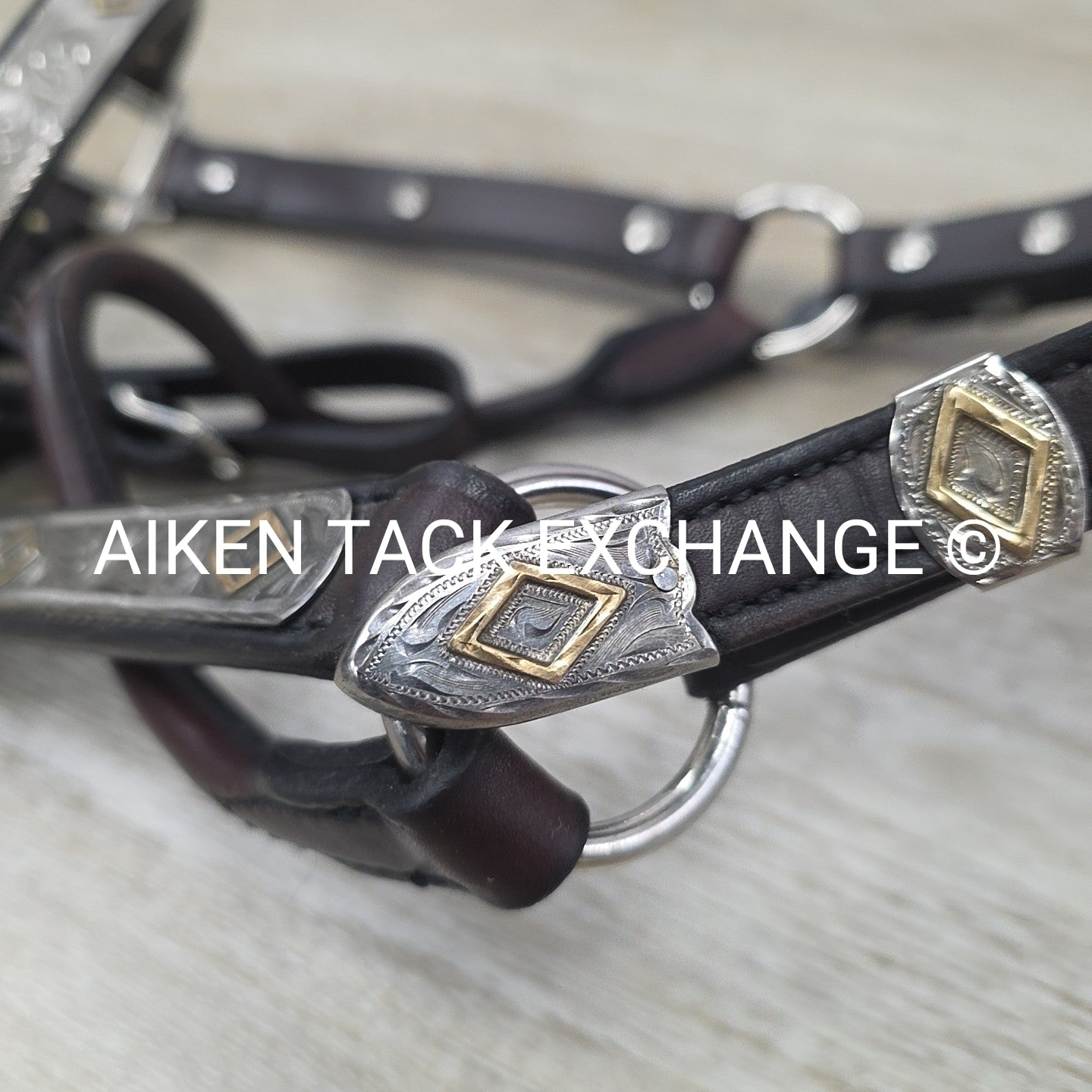 Tory Leather Silver Plated Diamond Show Halter, Size Full
