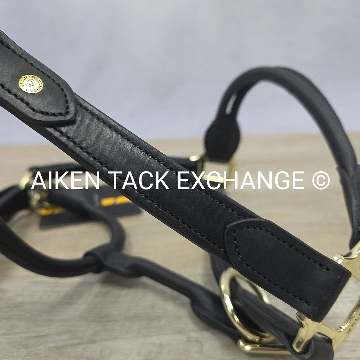 Shires Velociti Lusso Soria Control Leather Halter, Black, Size Full