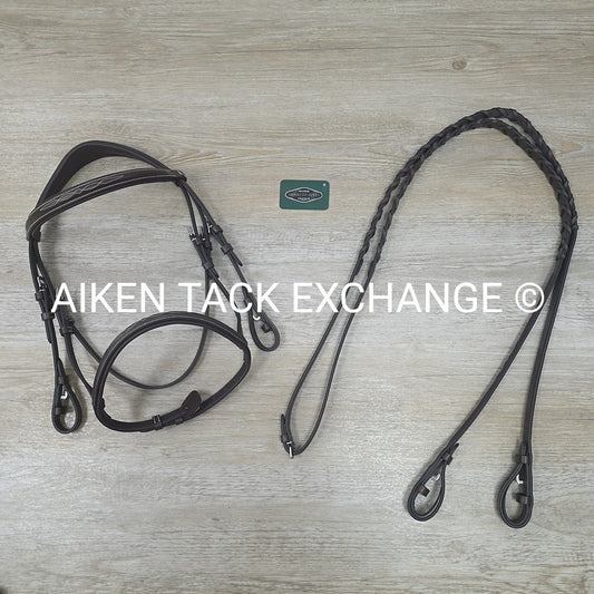 HDR Pro Fancy Stitch Comfort Crown Padded Bridle with Matching Reins, Size Pony