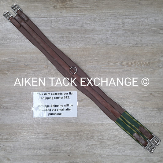 Leather Girth with Single End Elastic, Brown, 40"