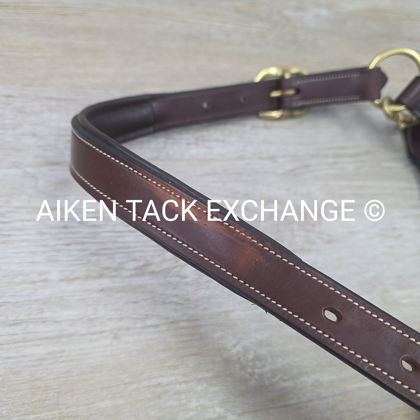 Padded Fancy Stitched Leather Halter, Brown, Size Full