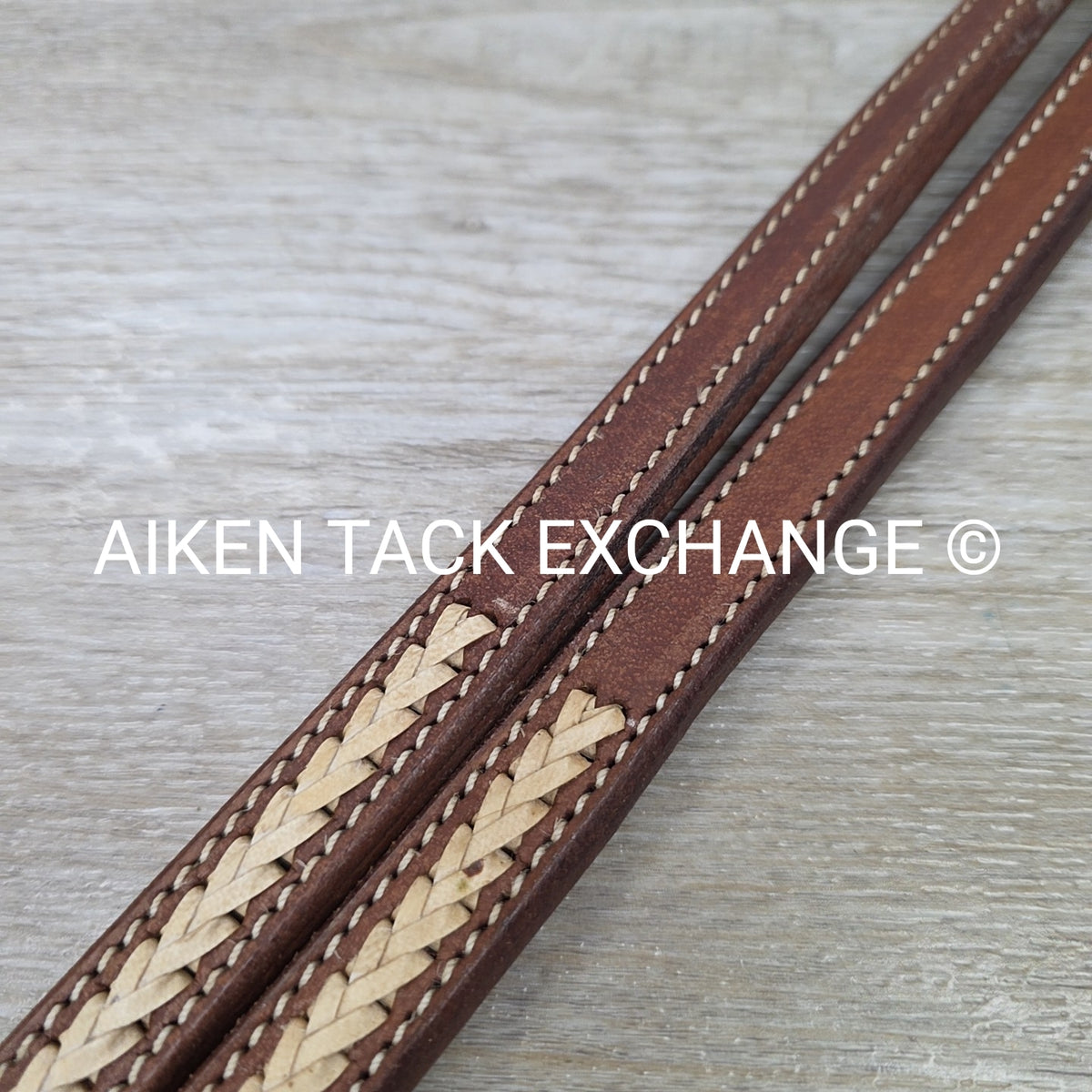 Western Split Reins with Rawhide Braiding