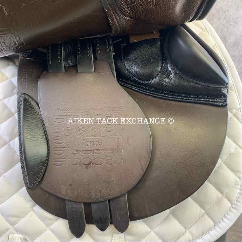 2019 Stubben Portos S Deluxe Close Contact Jump Saddle, 17.5" Seat 28 cm Tree - Medium/Medium Narrow, Wool Flocked Panels