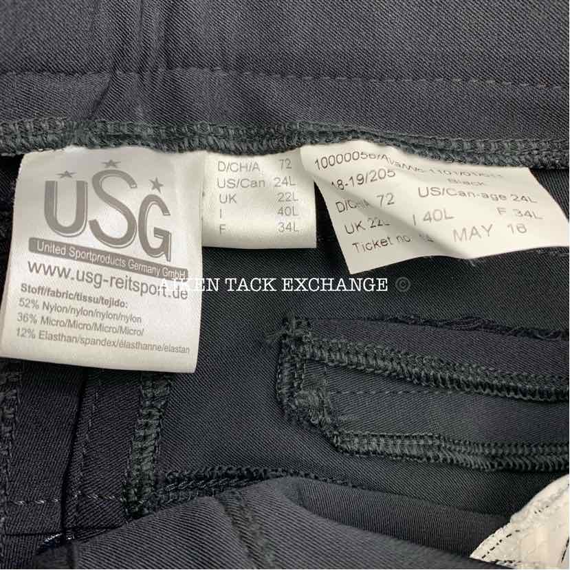 KL Select USG "Ava" Silicone Full Seat Breeches, Size 24 L