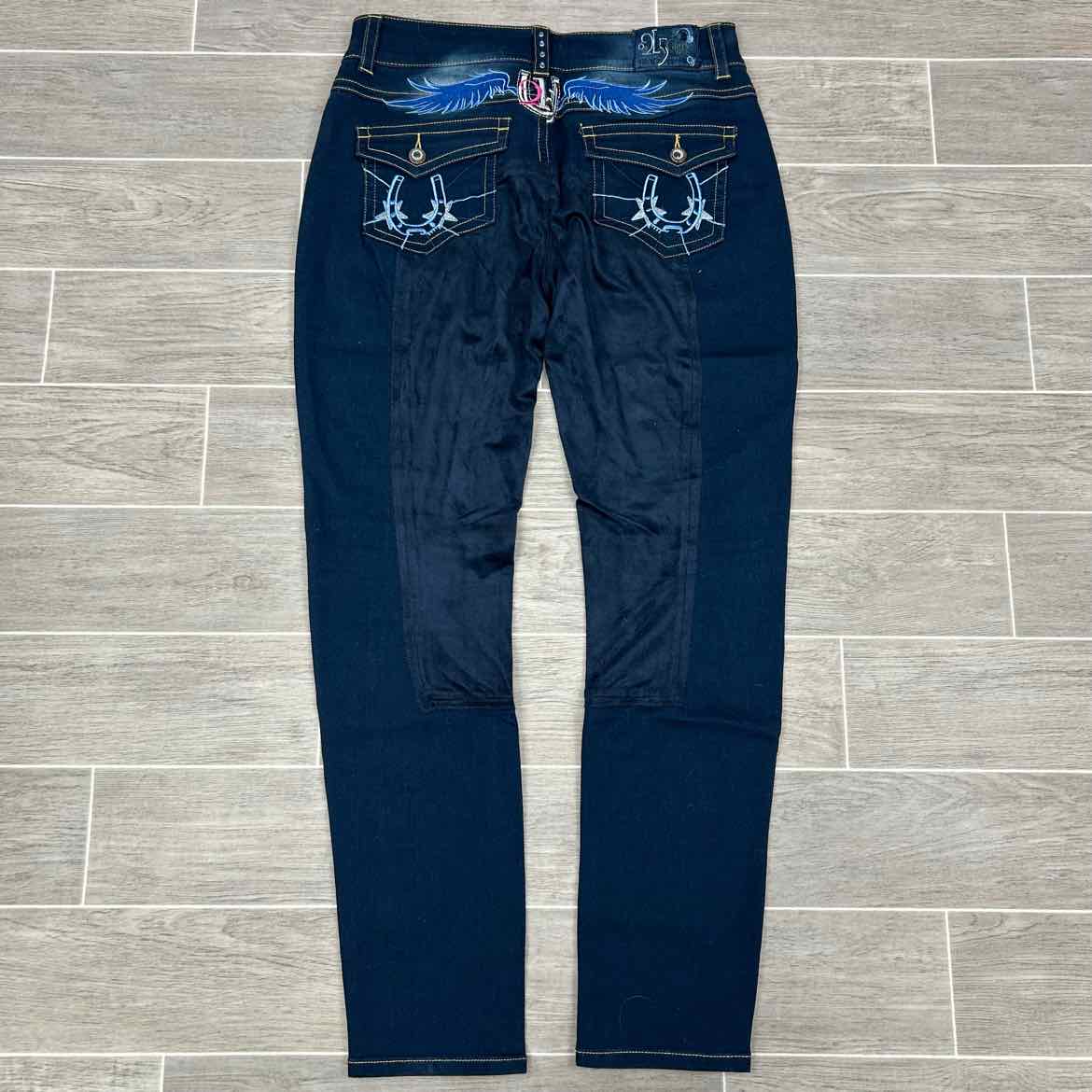 2kGrey Denim Full Seat Breeches, Size 34