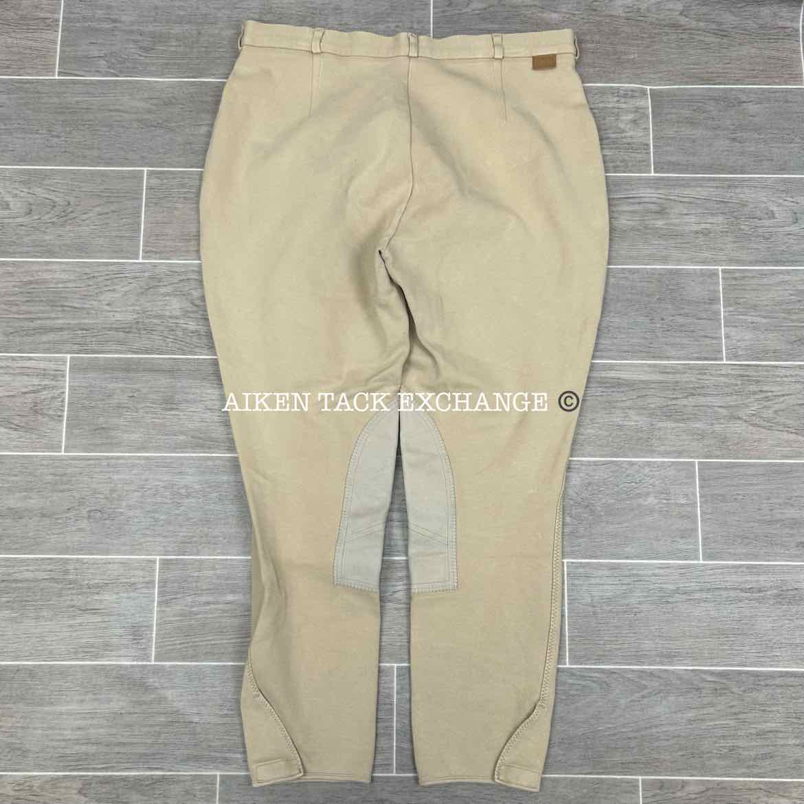 On Course Cotton Naturals Knee Patch Breeches, Size 36 L