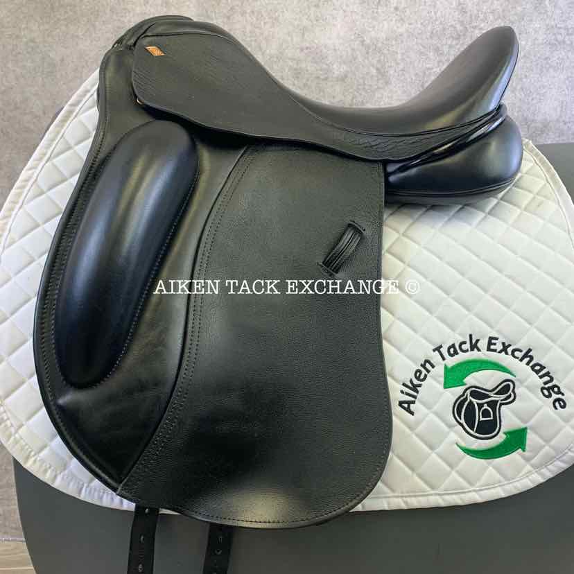 **SOLD** Laser Monoflap Dressage Saddle, 17.5" Seat, Medium Tree, Wool Flocked Panels