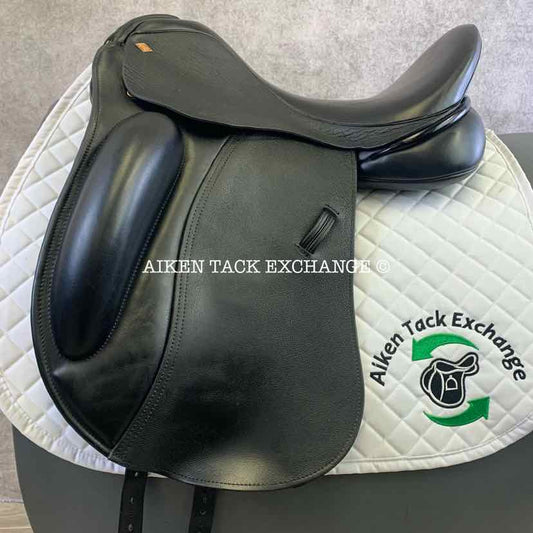 **SOLD** Laser Monoflap Dressage Saddle, 17.5" Seat, Medium Tree, Wool Flocked Panels