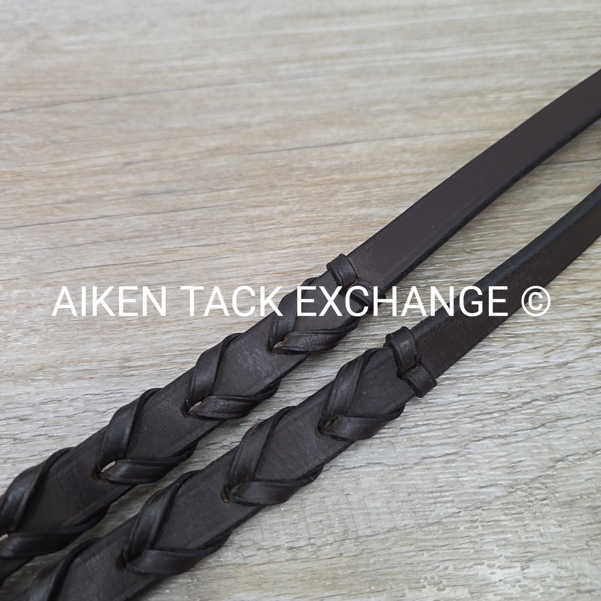 Flat Laced Reins, Brown, 56"