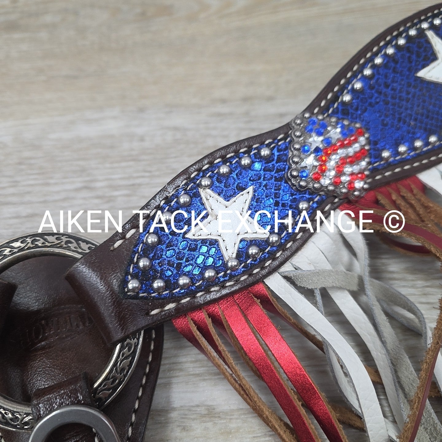 Showman Patriotic Fringe Headstall & Breast Collar Set, Size Full