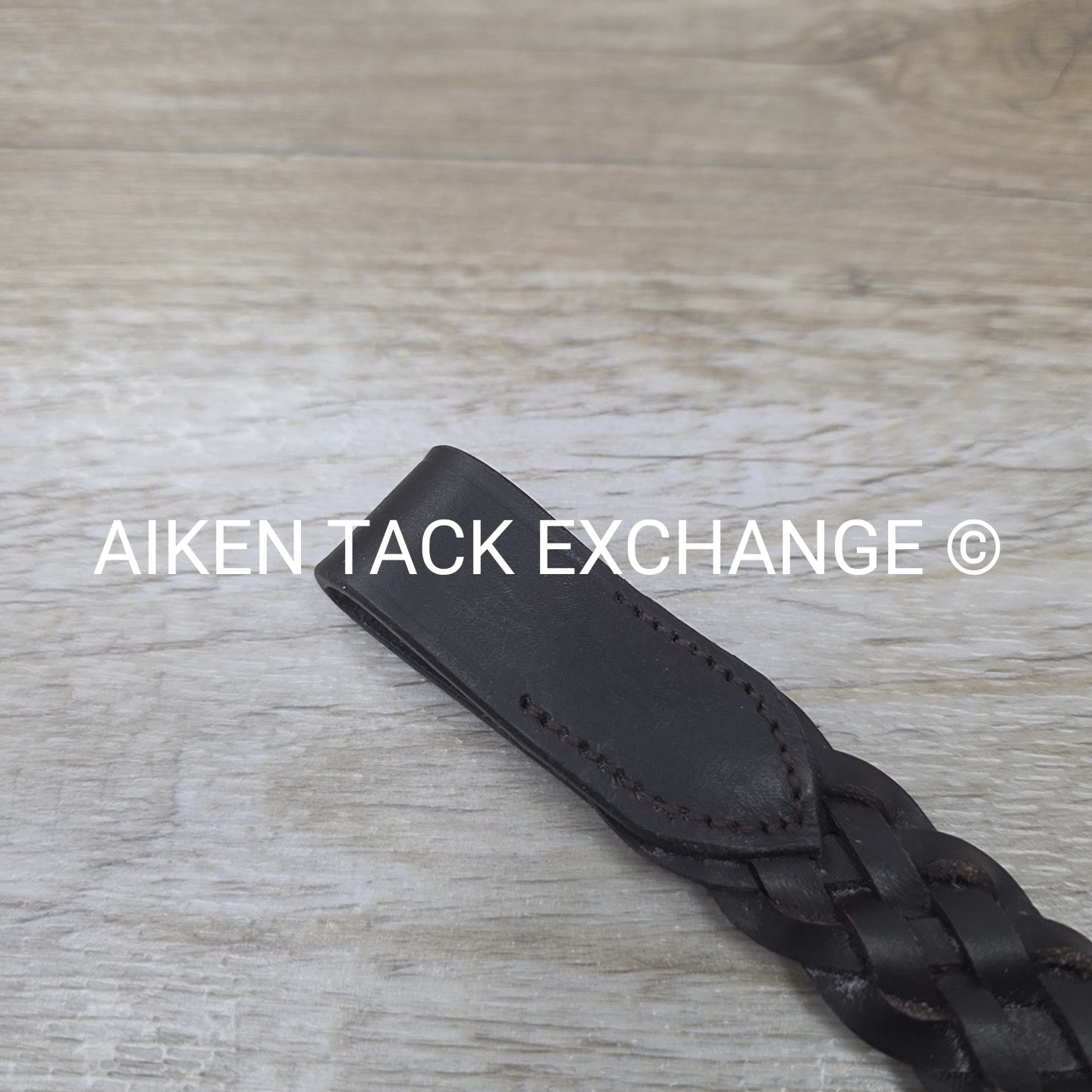 Plaited Leather Browband, Brown, 15.5"