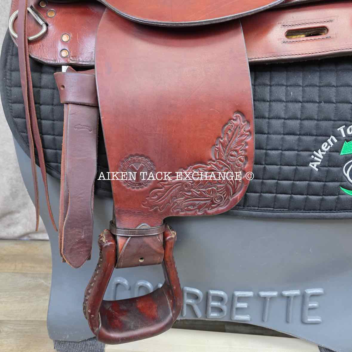 1997 Circle Y 2175 All-Around Western Saddle, 17" Seat, Regular Tree - Semi QH Bars