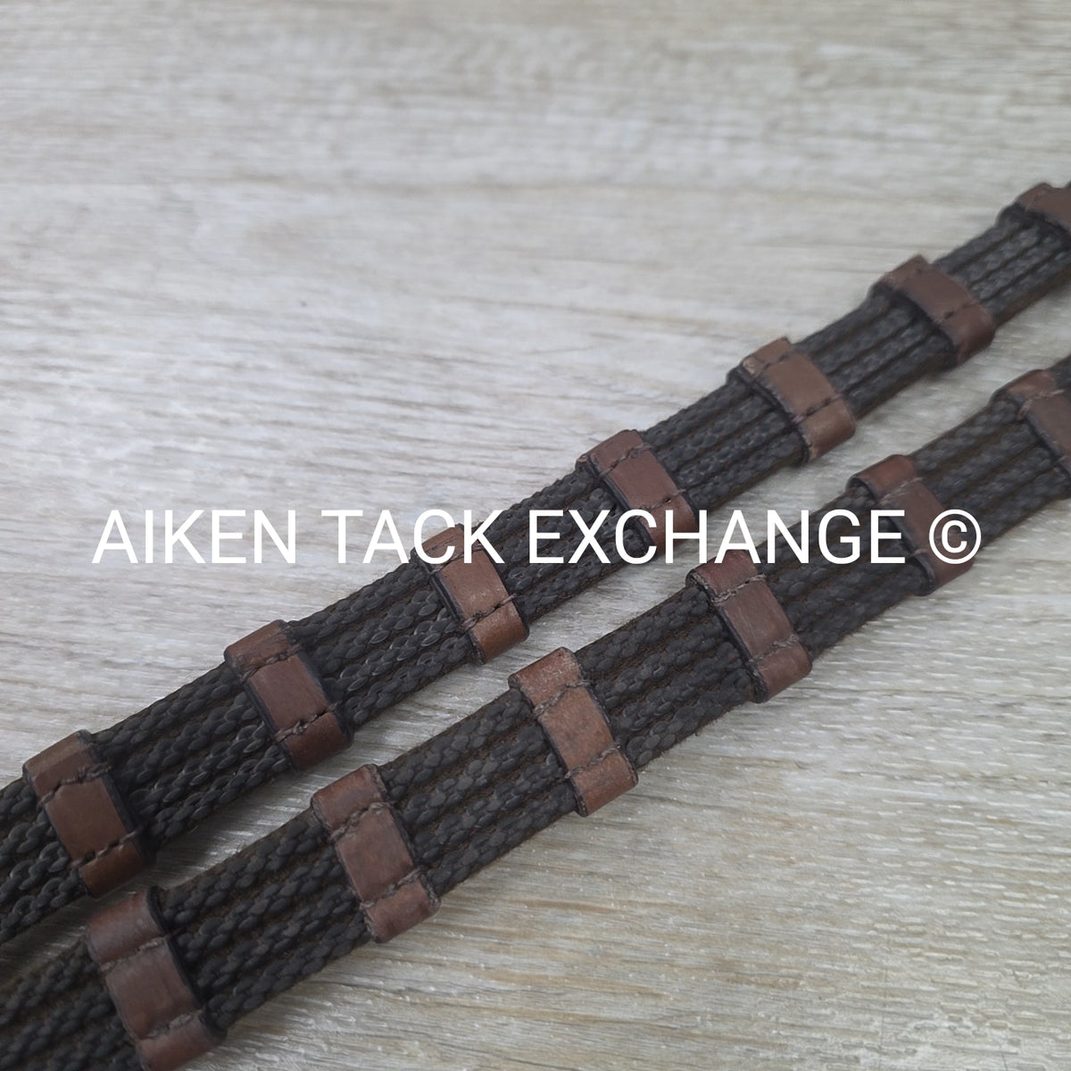 Correct Connect Sure Grip Rubber Reins with 1" Hand Stops, Brown, 55"