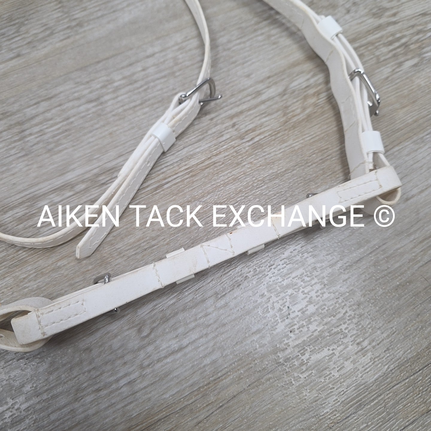 Jacks Beta Headstall and Curb Strap, White, Size Cob / Full