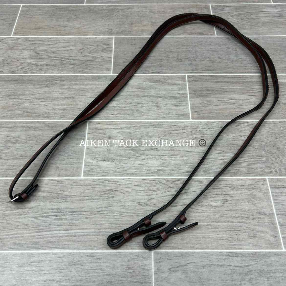 Rubber Lined Curb Reins, Brown, 53"