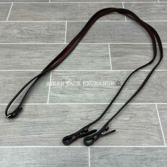Rubber Lined Curb Reins, Brown, 53"