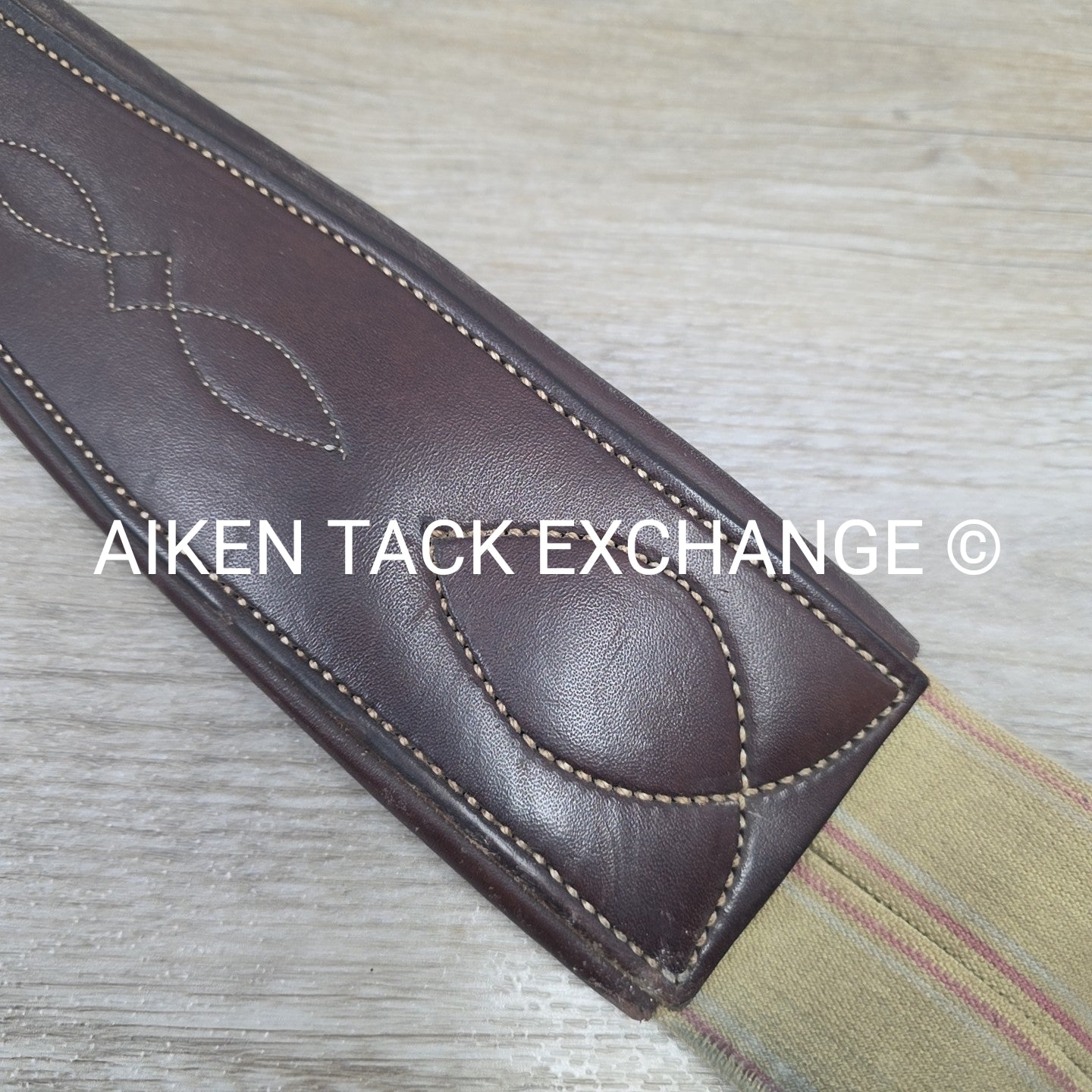 SmartPak Fancy Stitch Girth with Elastic on One Side, Brown, 48"