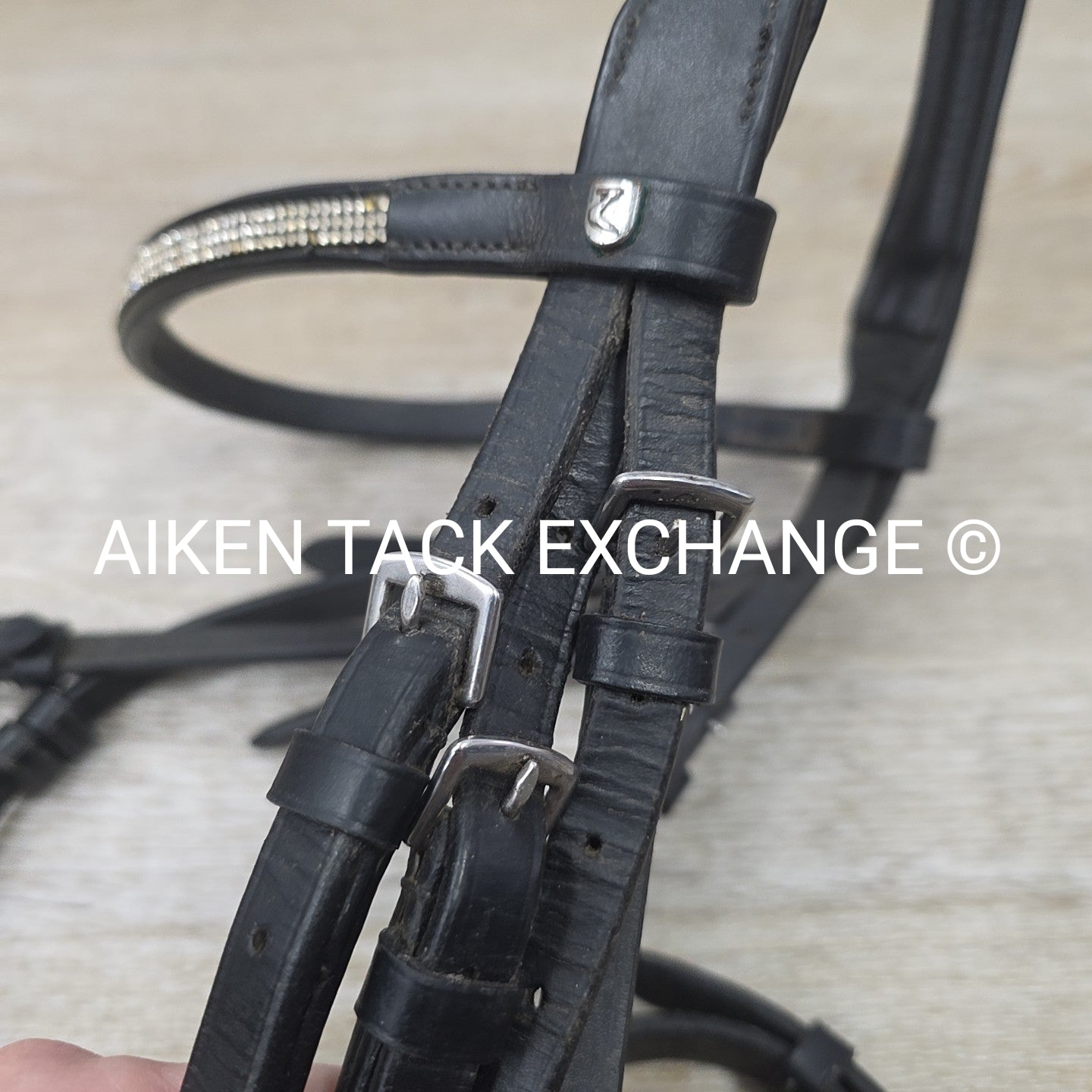 Horze Dressage Bridle with Rubber Reins, Black, Size Full
